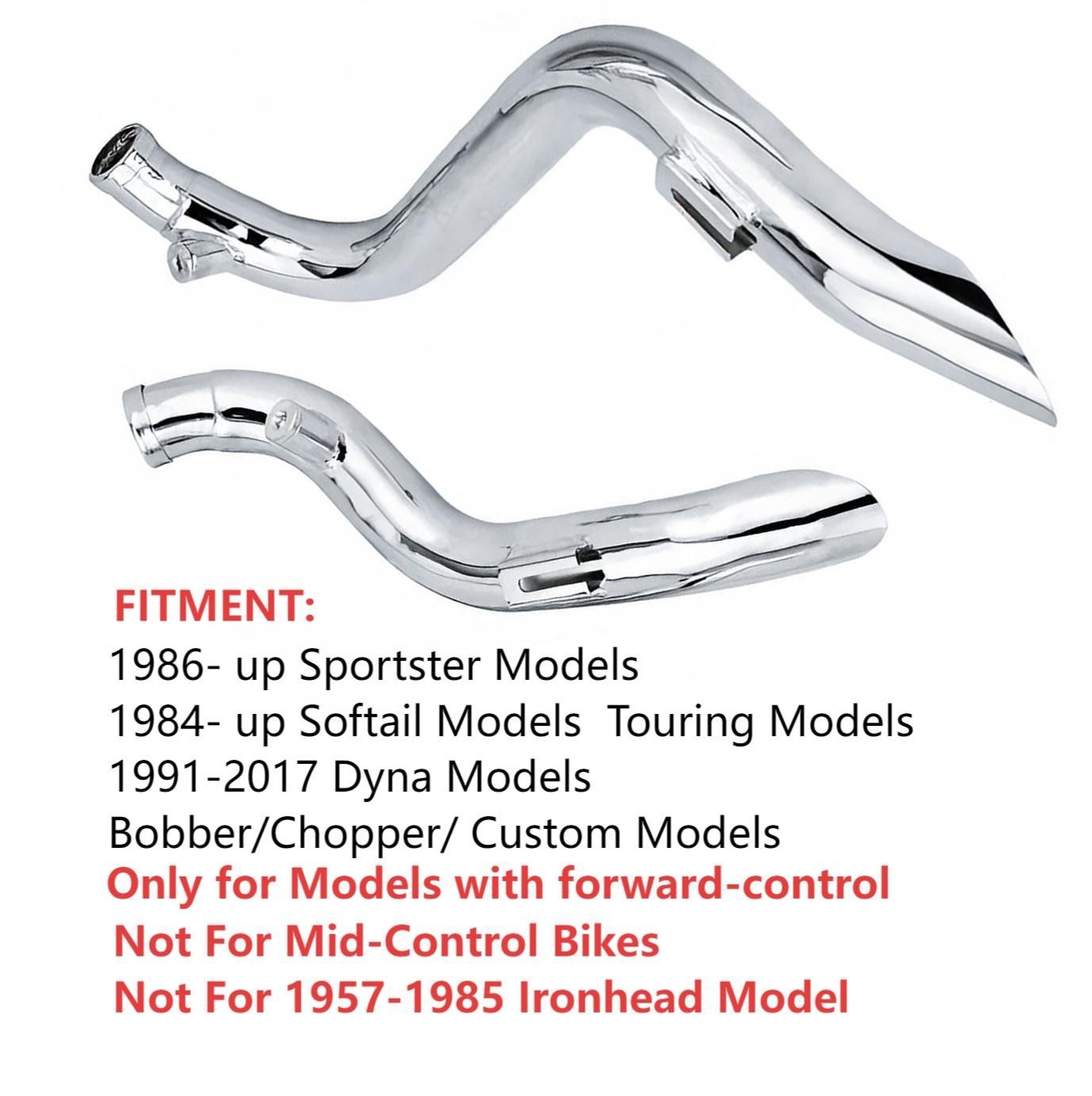 2″ LAF Chrome plating Exhaust Pipes w/ Flange Kits for Harley Sportster Softail.
