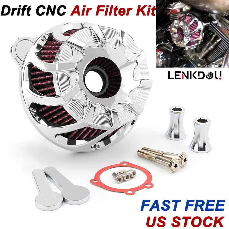 Chrome CNC Air Cleaner Intake Filters For Harley Touring Softail Dyna Road King