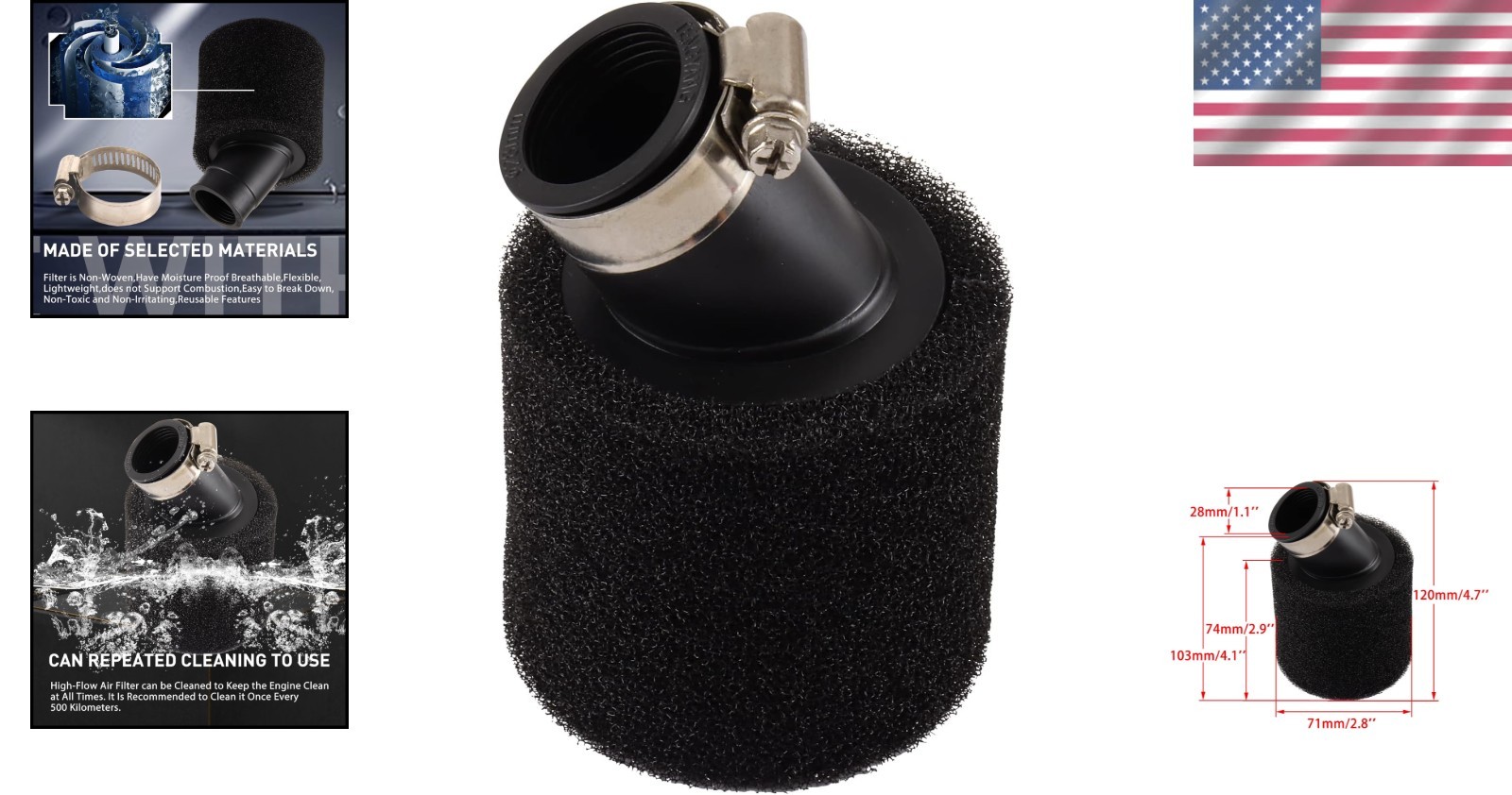 Bent Neck Tube 28mm Air Filter for PY50 PW50 & More – High Air Flow Efficiency