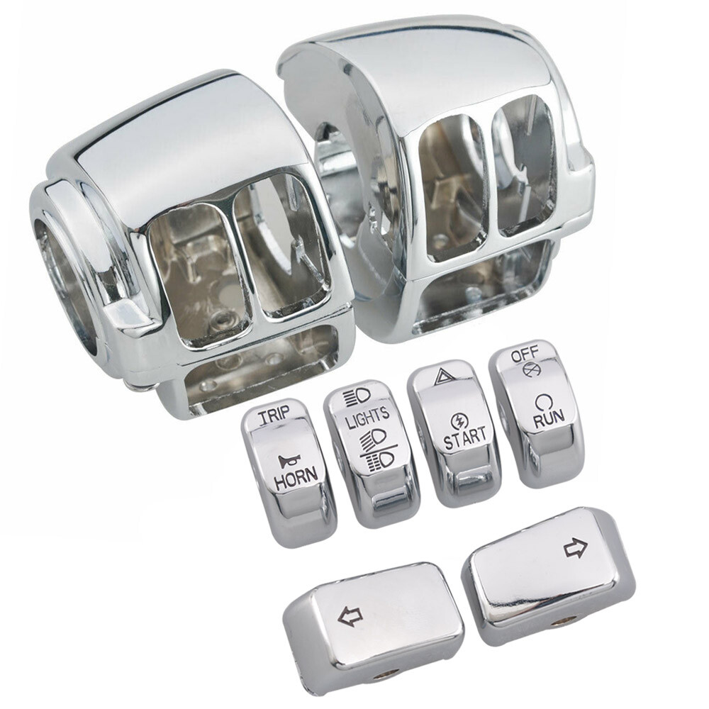 For Harley Softail Heritage Classic Dyna Chrome Switch Housing＋ 6pcs Button Cap