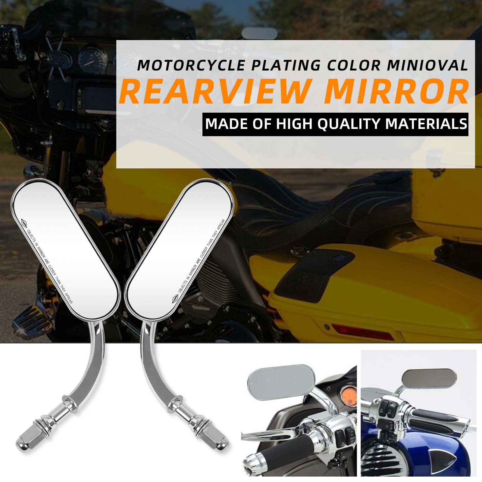 Chrome Mini Oval Motorcycle Rear View Mirror For Harley Davidson Softail Deluxe