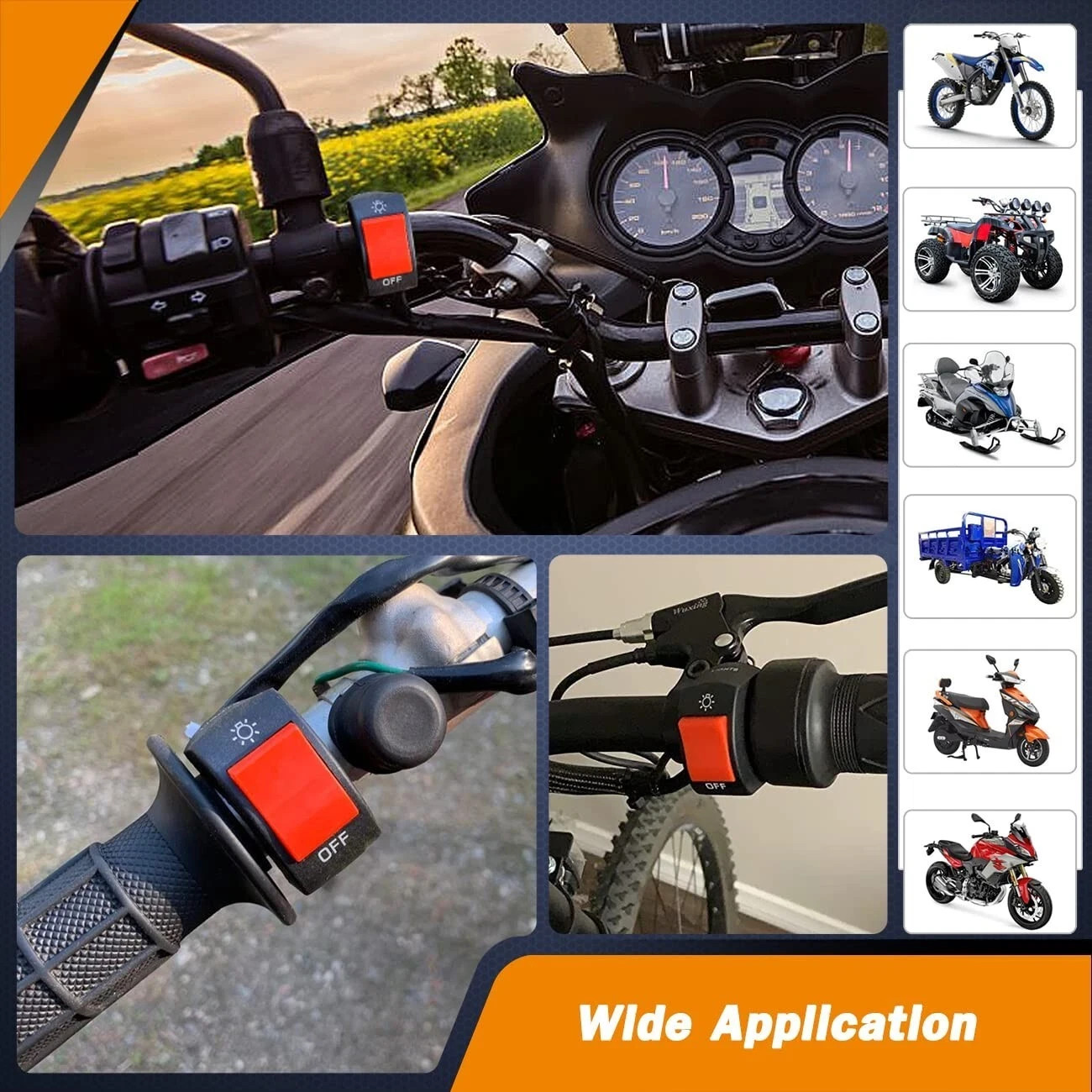 7/8″ Motorcycle Handlebar Headlight Fog Spot Light ON OFF Switch ATV Dirt Bike
