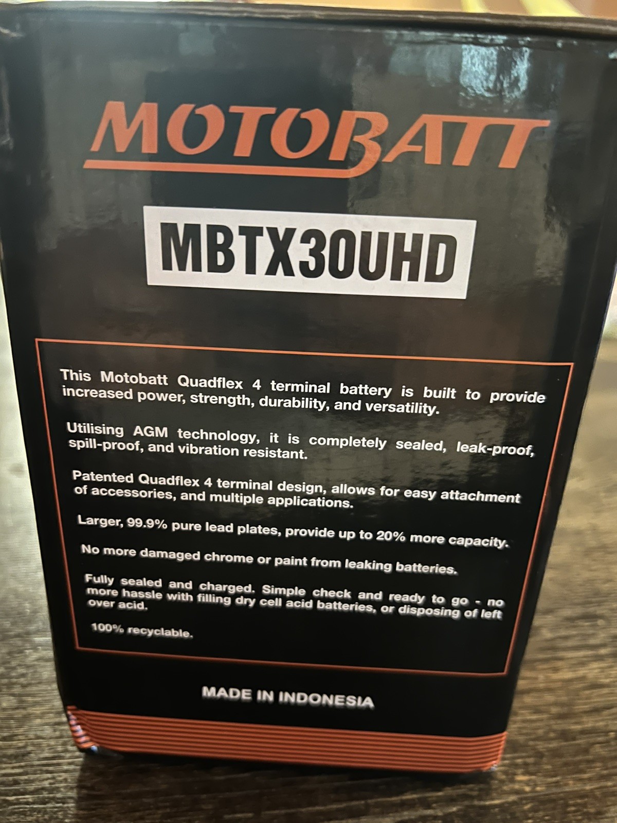 Motobatt MBTX30U(HD) Quadflex AGM 12V Battery – MBTX30UHD