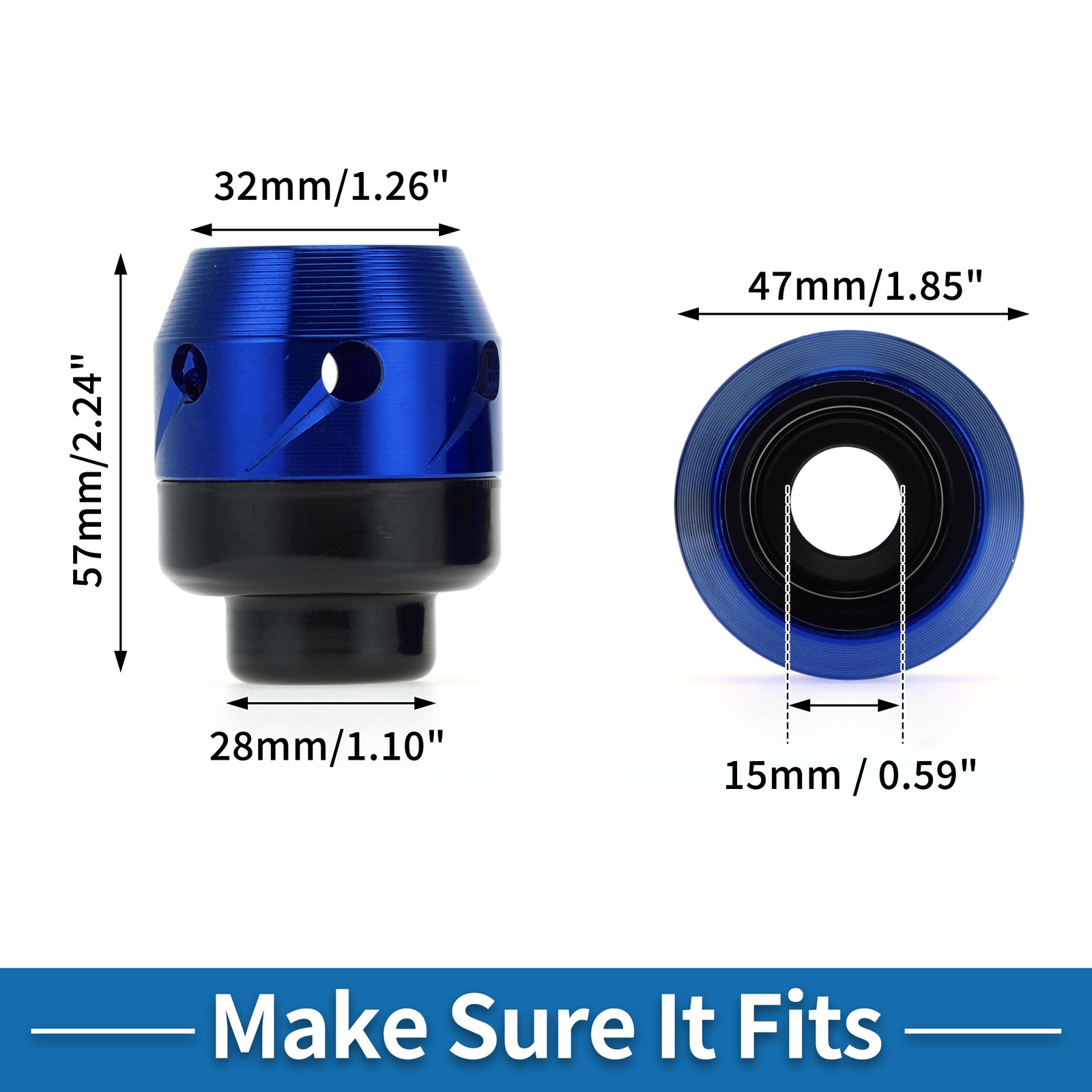 Motorcycle Front Fork Frame Sliders Falling Protection Aluminum Alloy Blue 2 Pcs