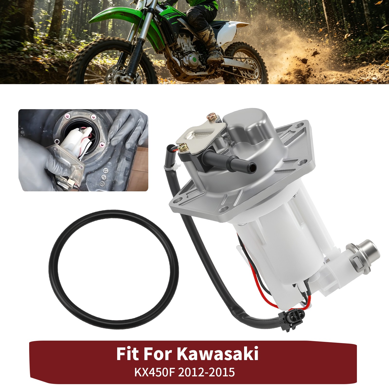 Fuel Pump Assembly For Kawasaki KX450F 2012-2015 2013 2014 49040-0711 w/ Gasket