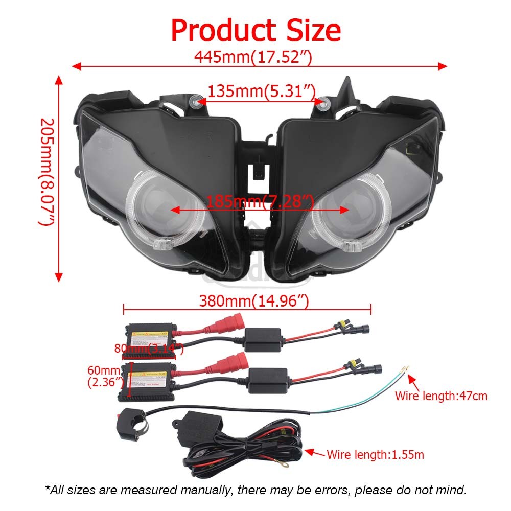 Front Headlight Assembly W/ Angel Eye For Honda CBR1000RR 2008-2011 HID headlamp