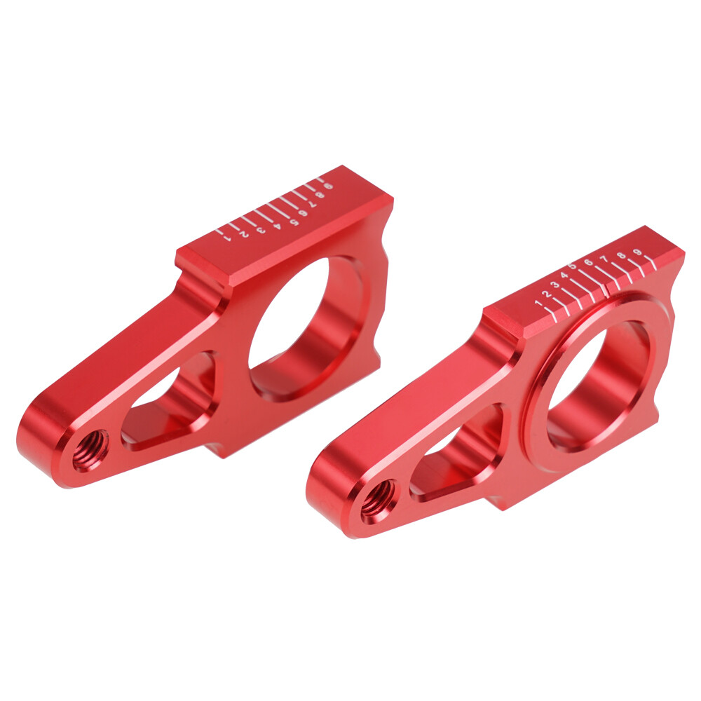 CNC Rear Axle Adjuster Blocks For Honda CRF450R 2002-2023 CRF450X 2005-2023 Red