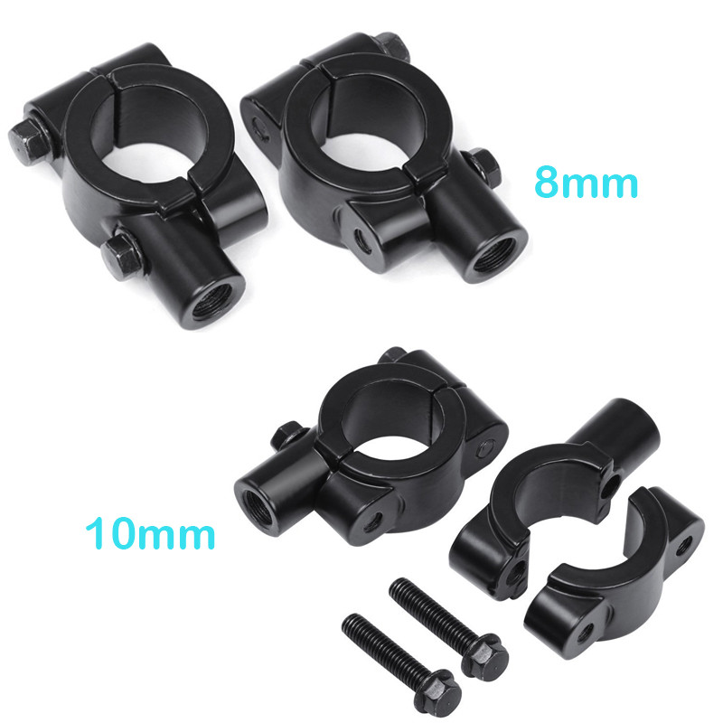 8MM 10MM MIRRORS MOUNT MOTORCYCLE ATV BIKE CLAMP ON ADAPTER FOR 7/8″ HANDLEBAR