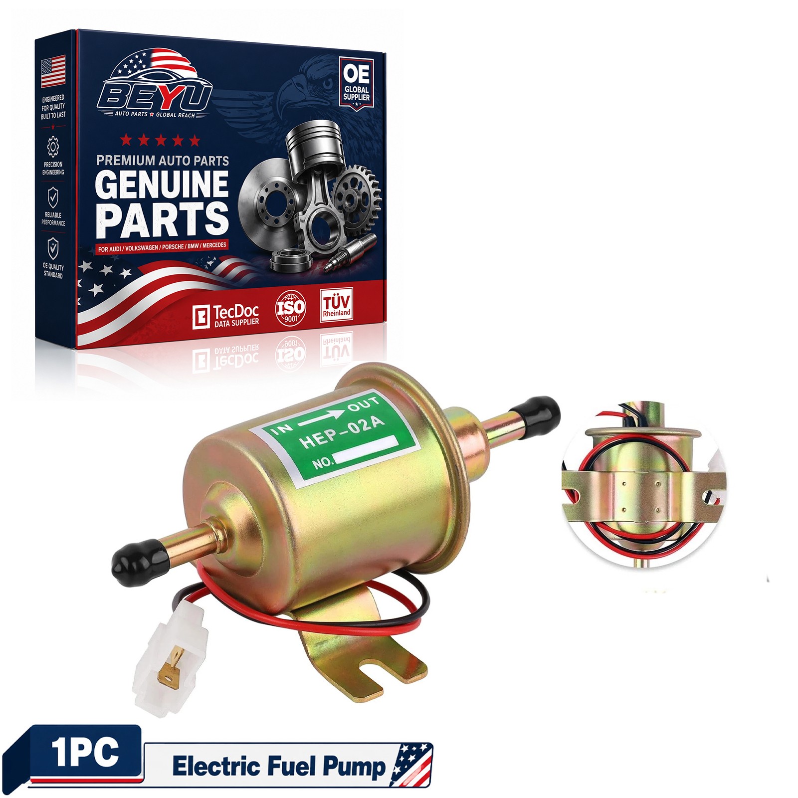 Gas Diesel Inline Low Pressure Electric Fuel Pump 12V 2.5-4 PSI HEP-02A BHEP-02A