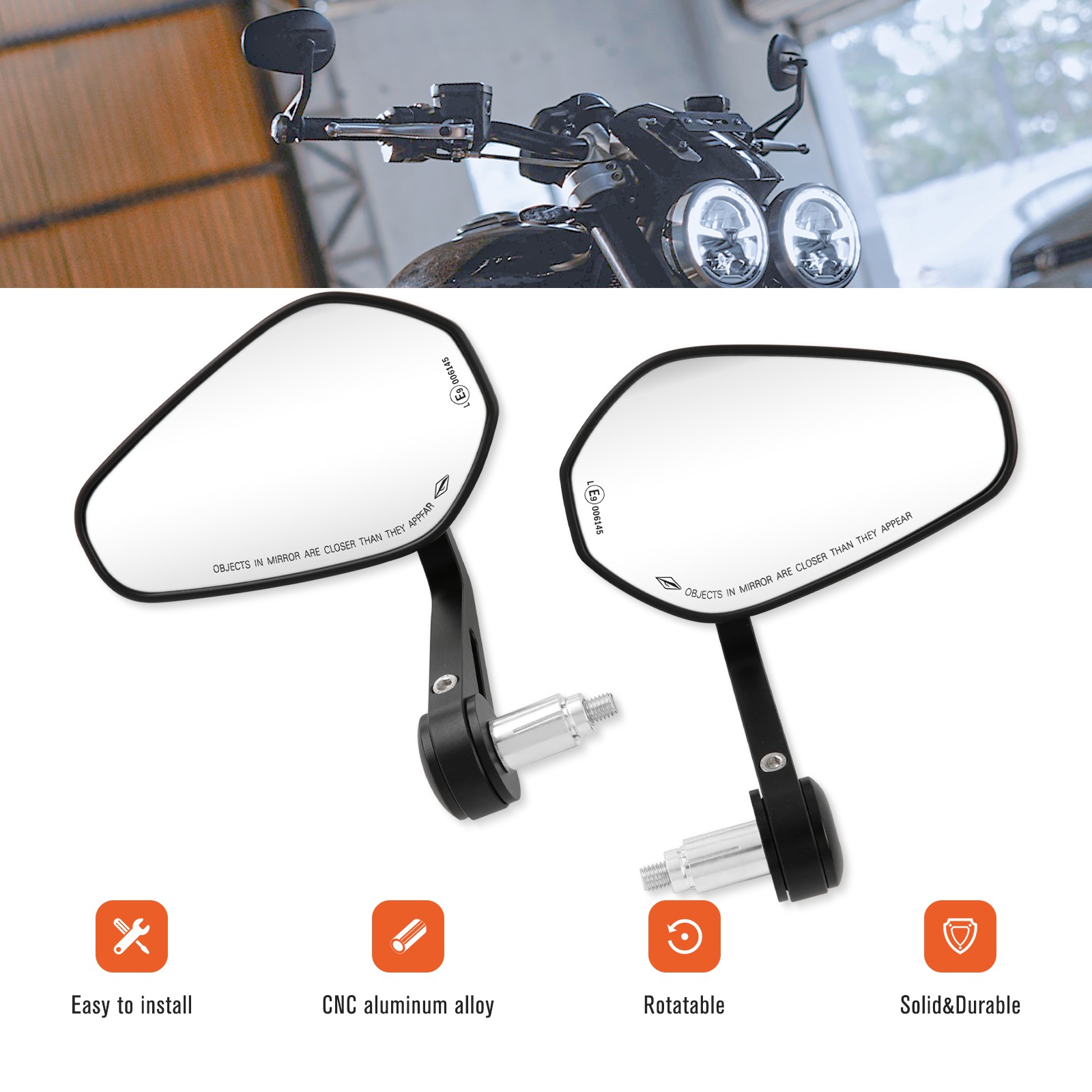 Motorcycle 7/8″ 22mm Handlebar End Mirrors For Ducati SuperSport 950 (2022)