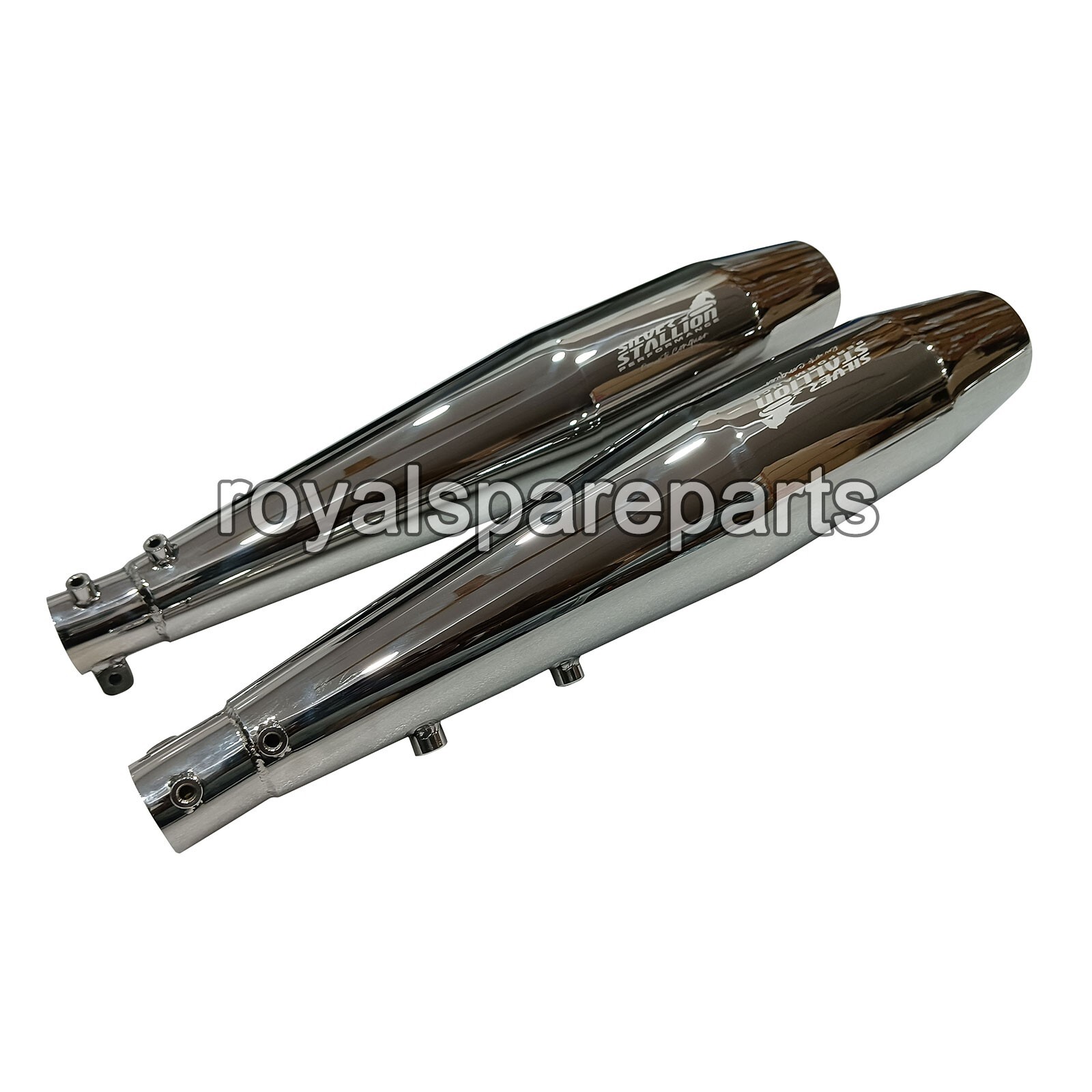Polished Silver Stallion Silencer fit for Royal Enfield GT & Interceptor 650