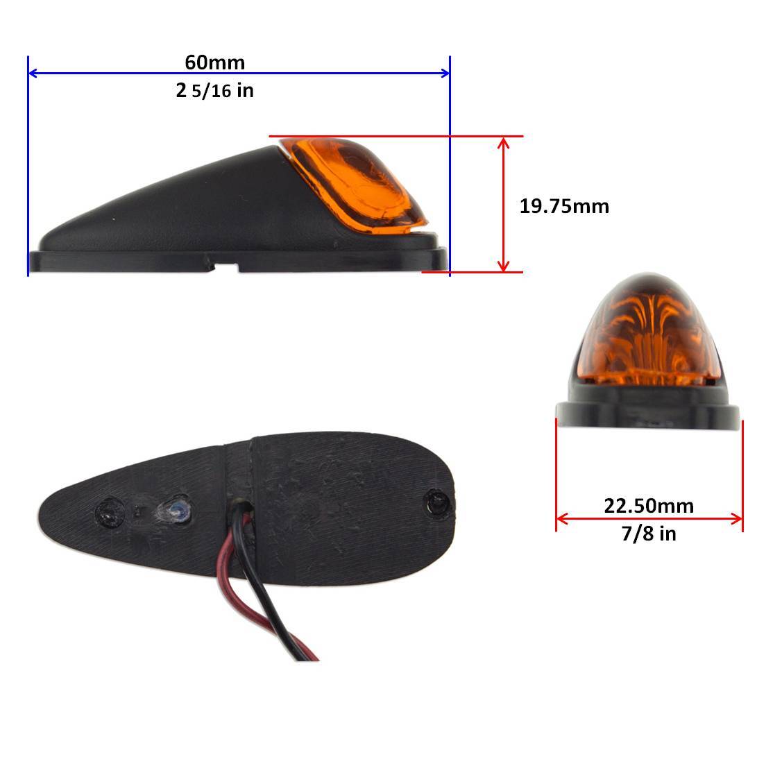 Surface Mount Light Amber Black Motorcycle Mini Bullet LED Turn Signal Marker
