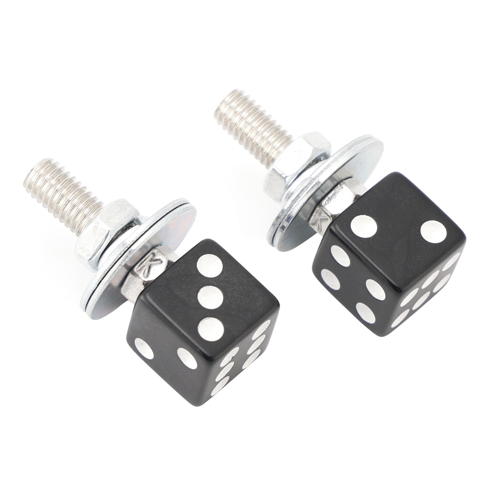 4x Motorcycle Bike Plastic Black Dice License Plate Bolt On Screw On Frame Nut
