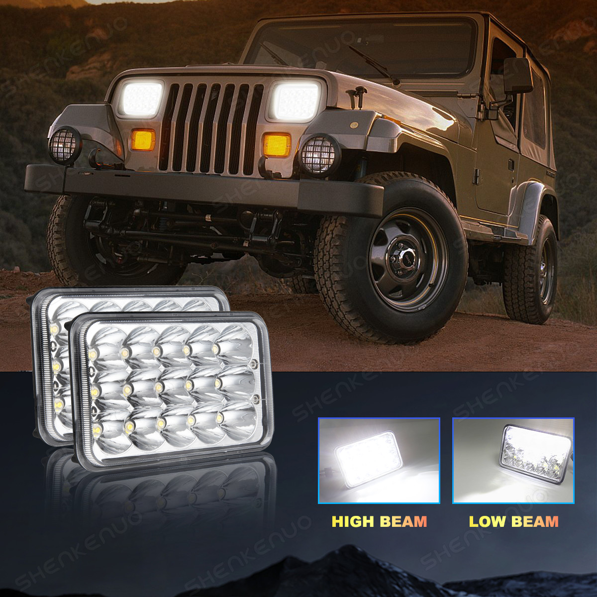 4×6″inch Square Motorcycle LED Headlight for Yamaha BW200 350 50 XT225 350 WR250