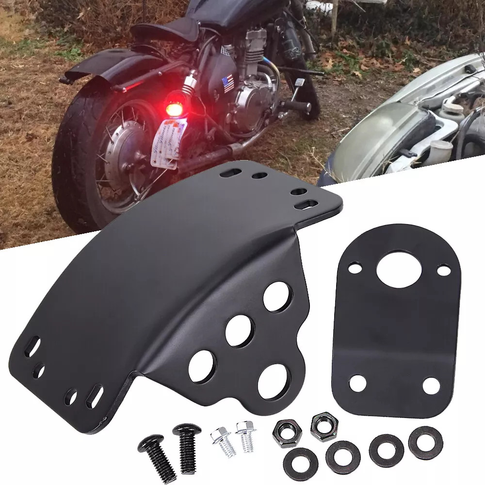 Side Mount License Plate Bracket Motorcycle Tail Light Holder 3/4” For Harley