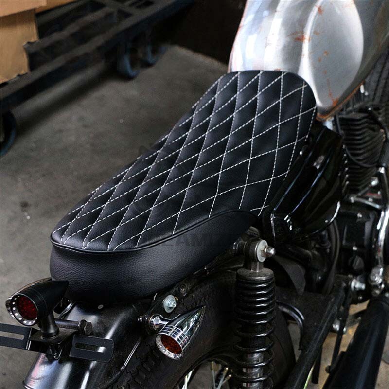 Black Motorcycle Cafe Racer Seat Flat Brat Saddle For Yamaha Honda Yamaha Harley
