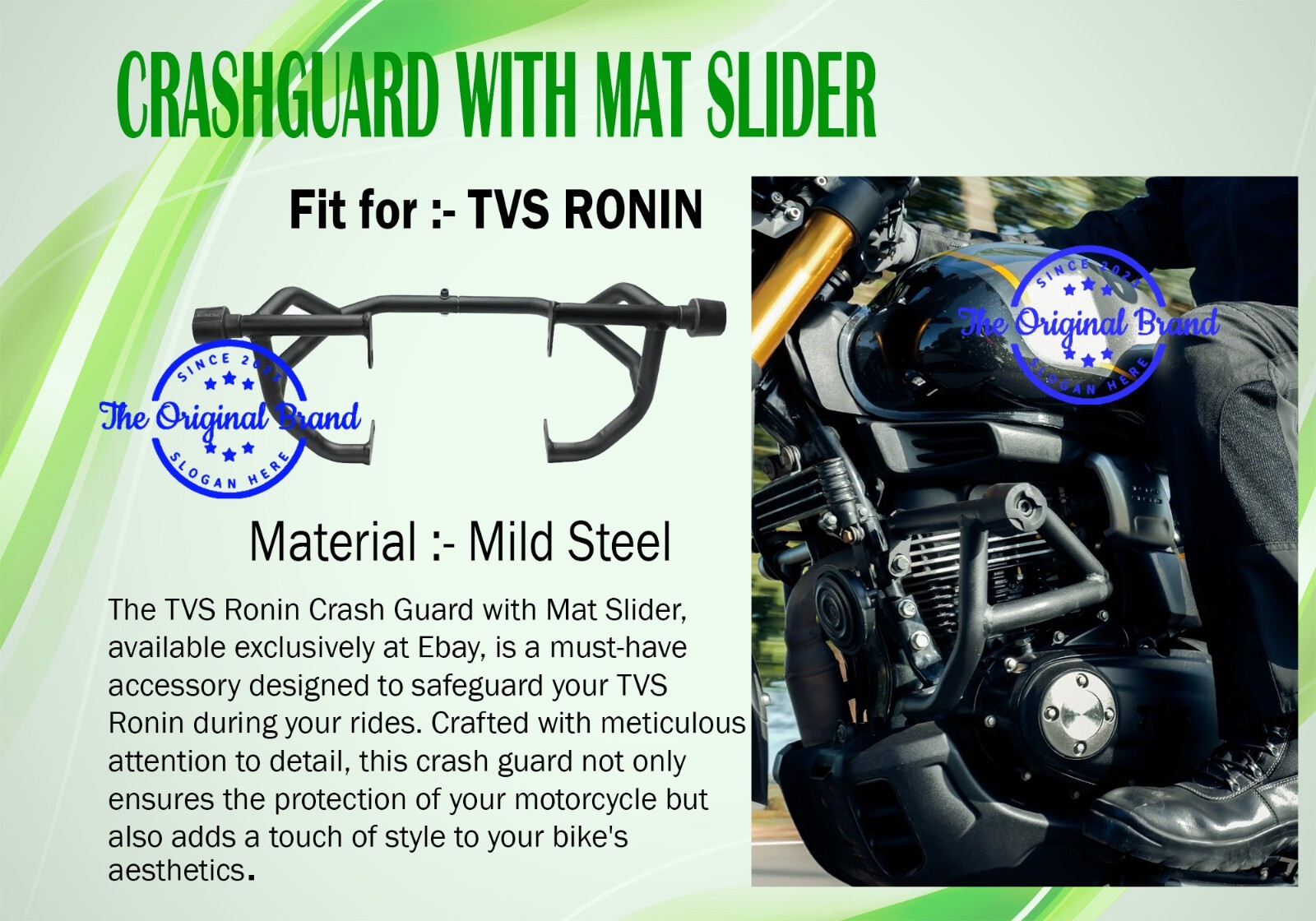 BLACK “CRASH GUARD WITH MAT SLIDER FIT FOR TVS RONIN”