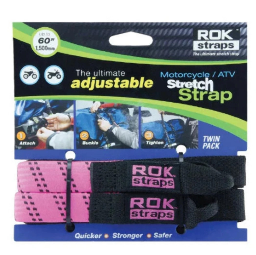 Rok Straps Adjustable Motorcycle/ATV Stretch Strap Twin Pack 60″ length