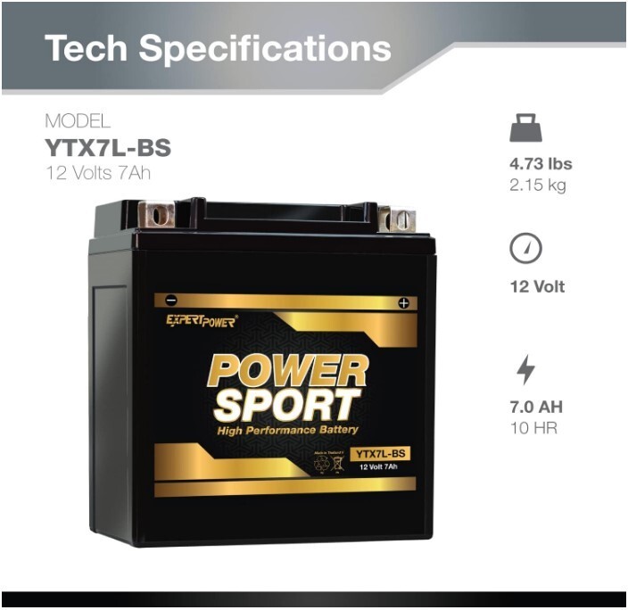 YTX7L-BS 12V 7Ah Battery Replacement for Honda NX 125 250 Rebel CMX250C