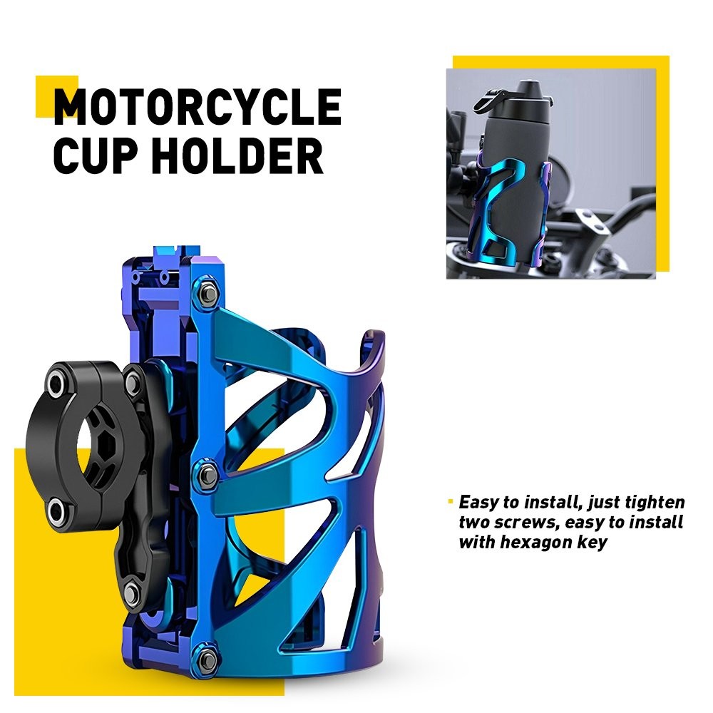 Motorcycle Cup Holder Handlebar Mount Beverage Drink Water Bottle for ATV Bike