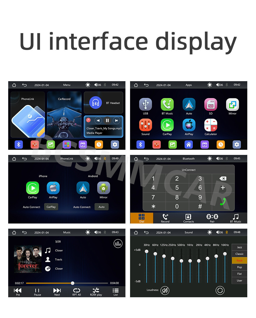 7in Touch Screen Motorcycle Wireless CarPlay Navi MP5/TF DVR Monitor Waterproof