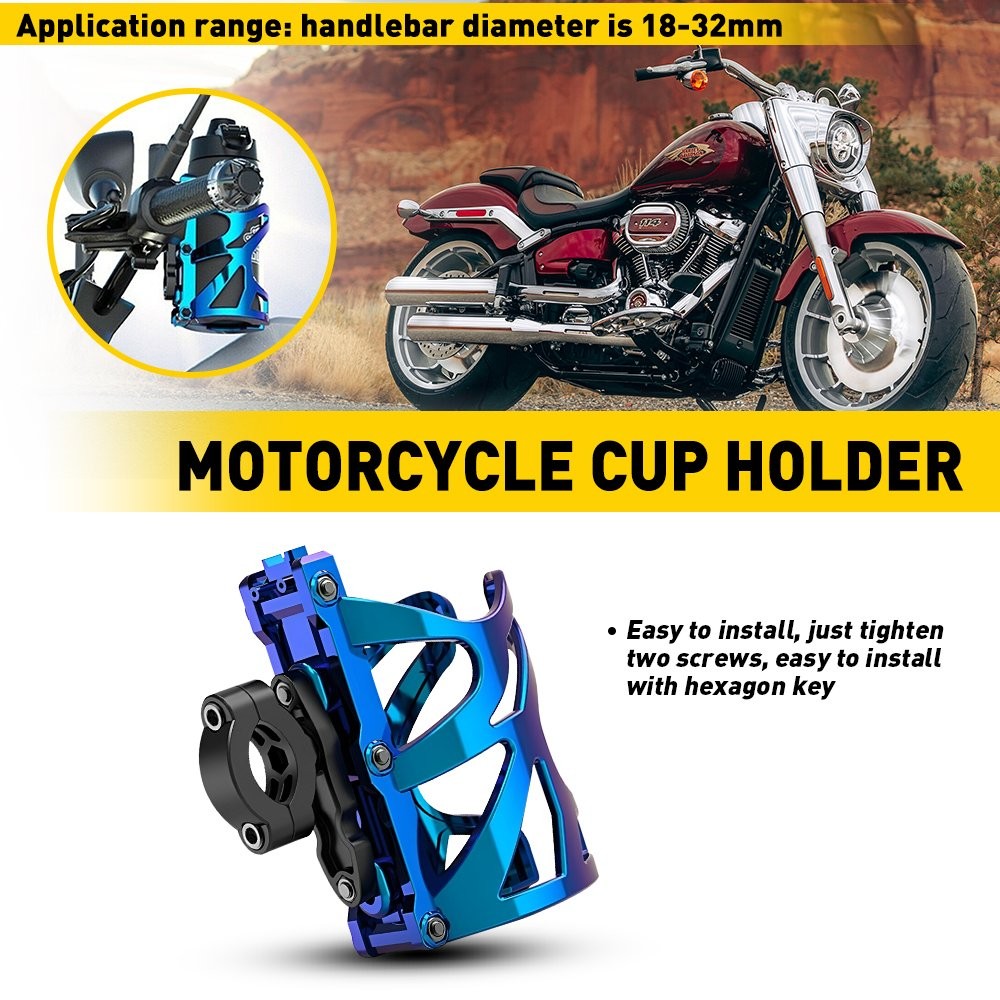Motorcycle Cup Holder Handlebar Mount Beverage Drink Water Bottle for ATV Bike