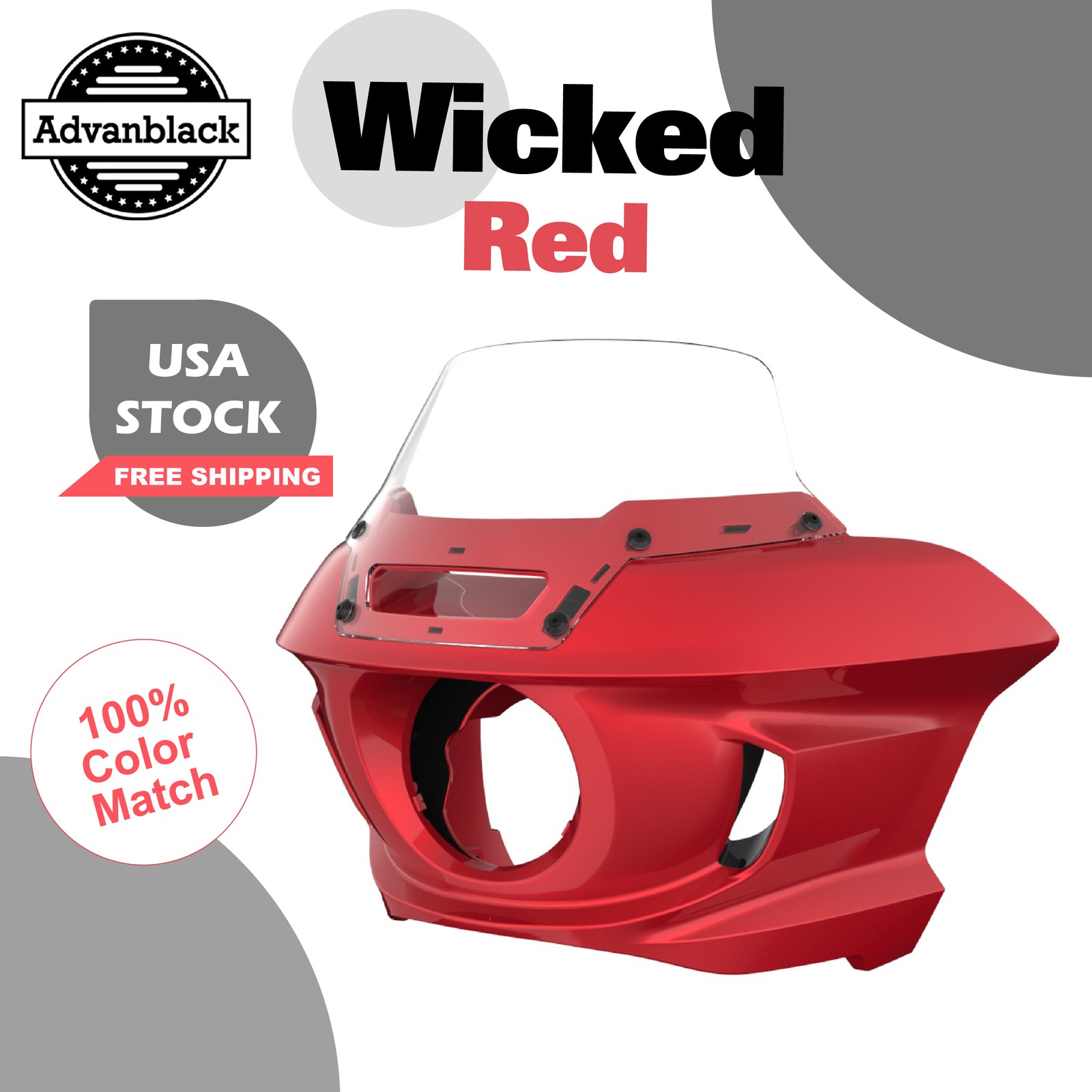 Wicked Red ST Front Fairings Headlight Cowl Fits Harley Low Rider