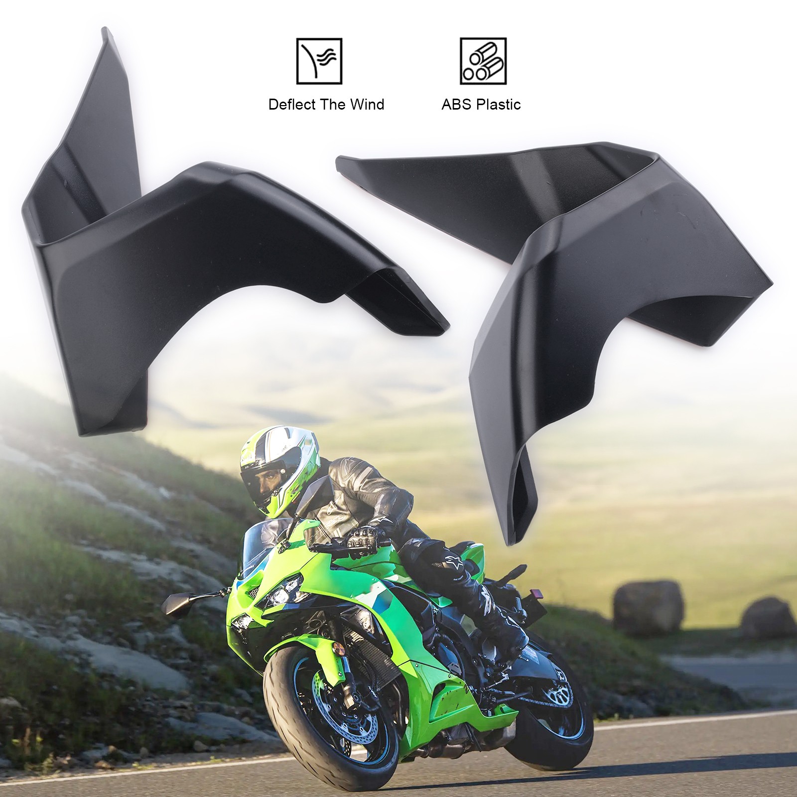 FRONT SPOILER WING AERODYNAMIC WINGLET KIT FOR KAWASAKI ZX-6R 2024-2026 FAIRING