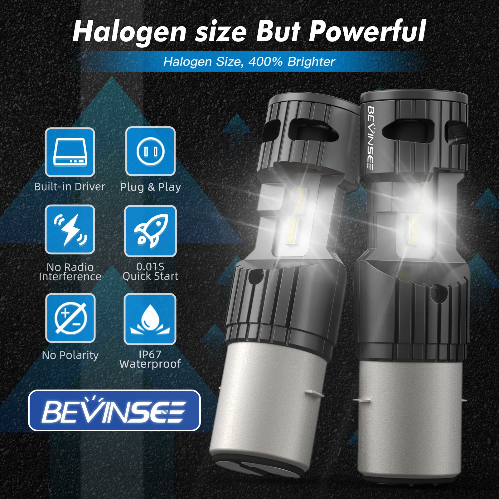 S2 BA20D LED Headlight Bulb 6000K For KTM FE 250 350 501 2013 Bright Cold White