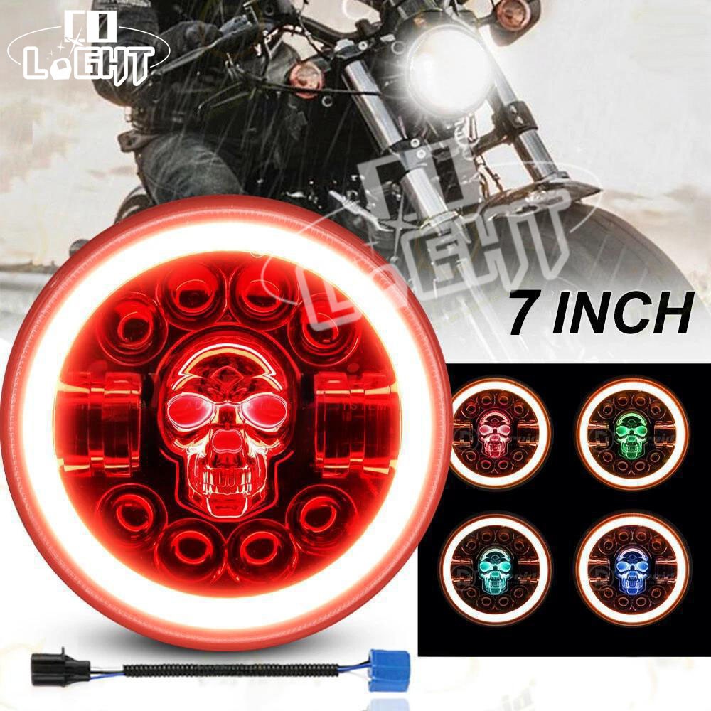 7″ RGB Round Motorcycle LED Headlight Hi/Lo Beam Turn Signal DRL Lamp For Motor