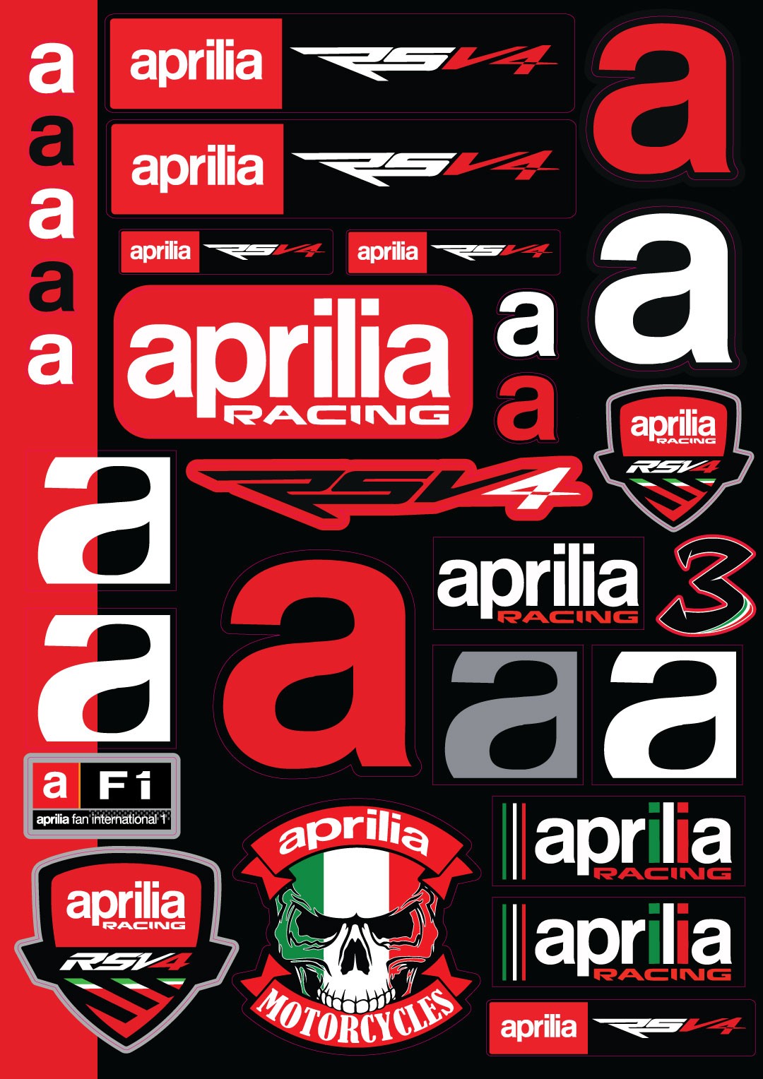 Motorcycle Stickers Decals for Aprilia Racing RSV4 Set 1 Vinyl Laminated