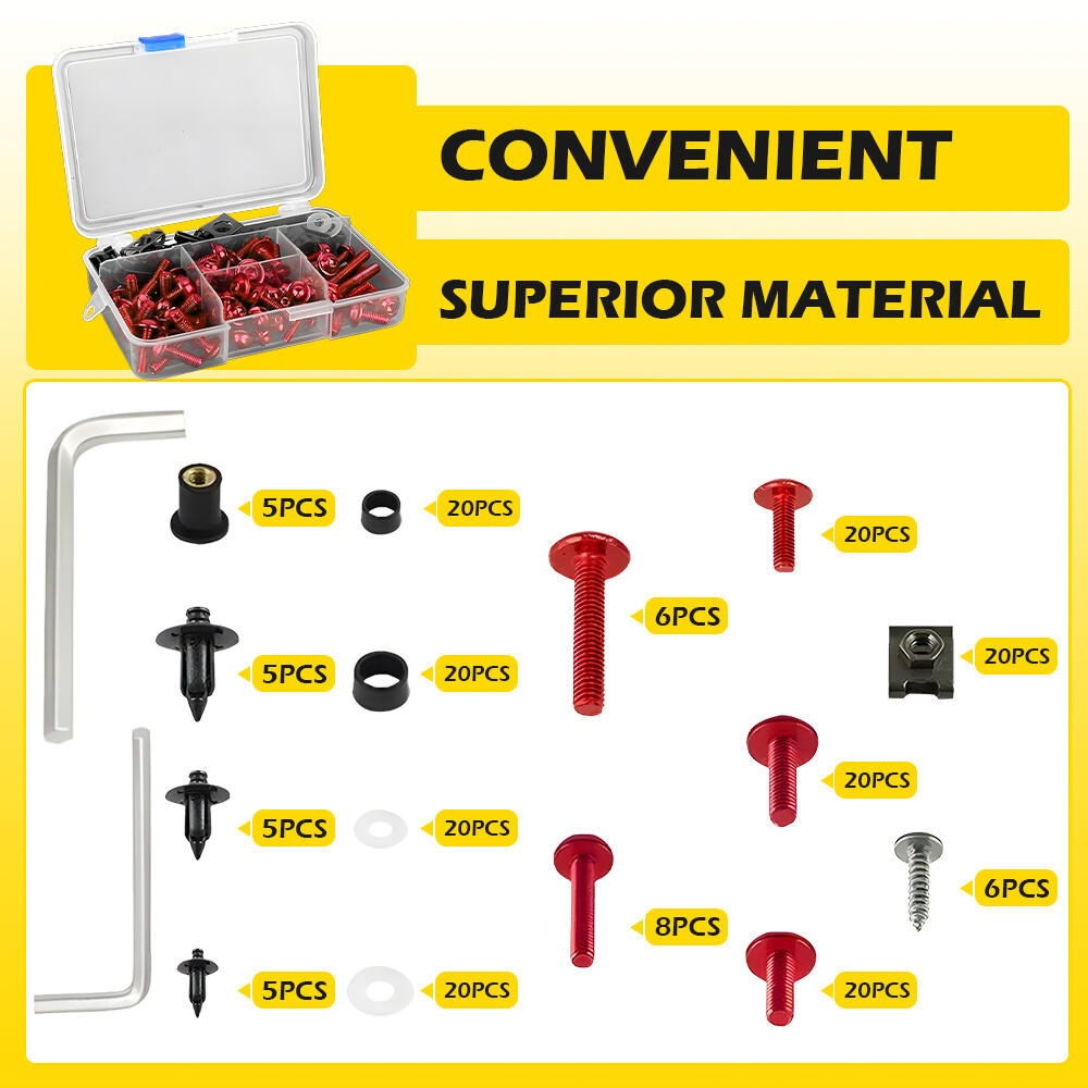 195PCS Motorcycle Complete Fairing Bolt Kit Body Screws Set Accessories Parts US