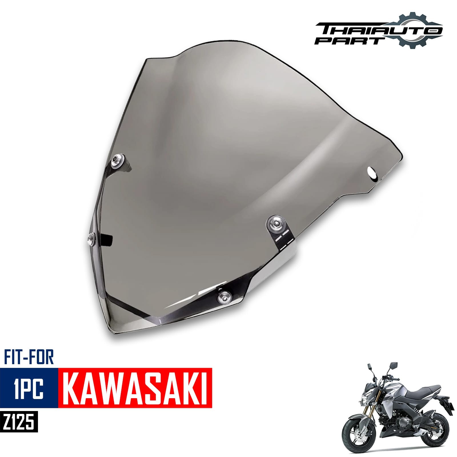 For KAWASAKI Z125 15-19 Smoke Front Windshield Wind Shield Deflector Lens