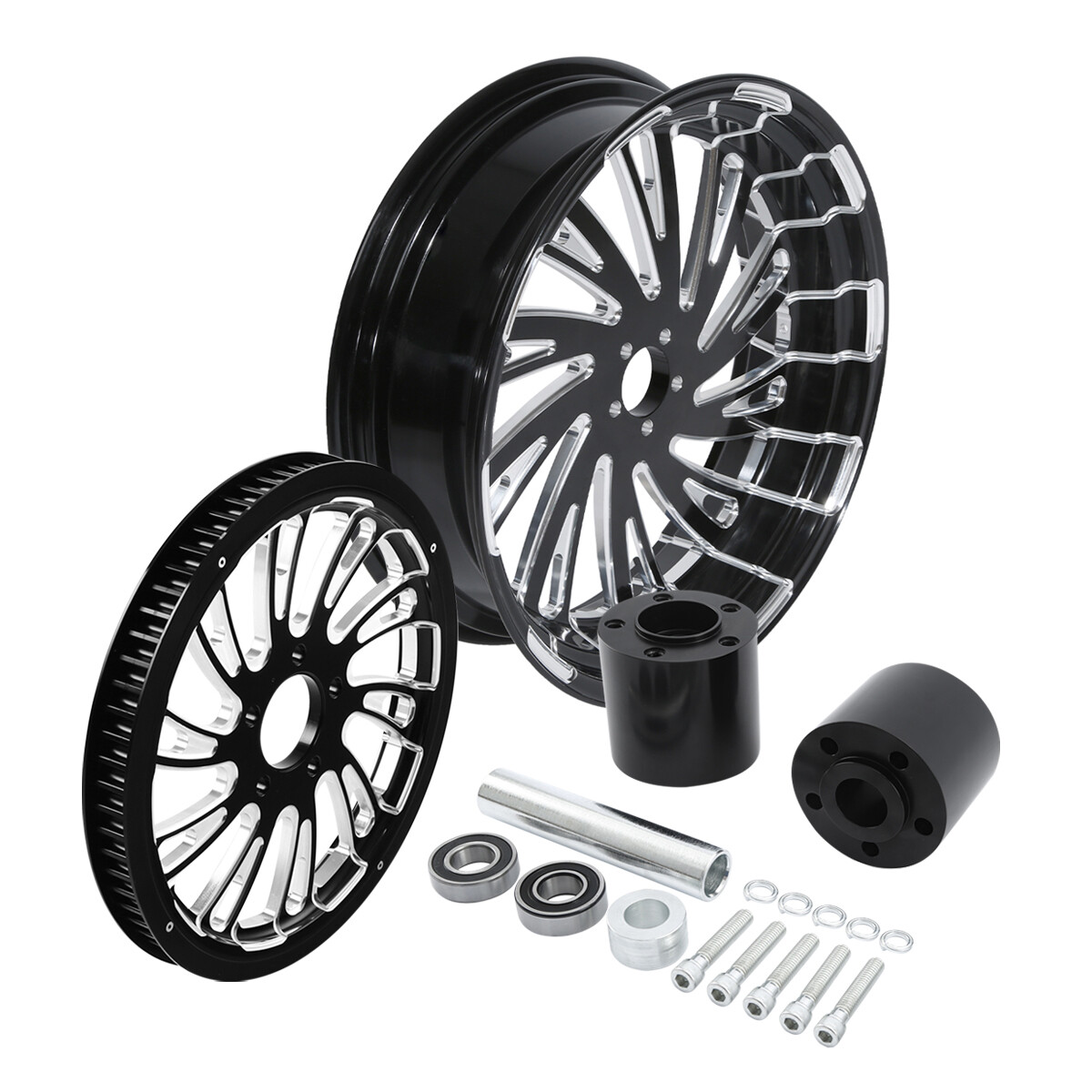 23” Front Wheel 18” Rear Wheel Hub Pulley For Harley Electra Glide 2009-Up ABS
