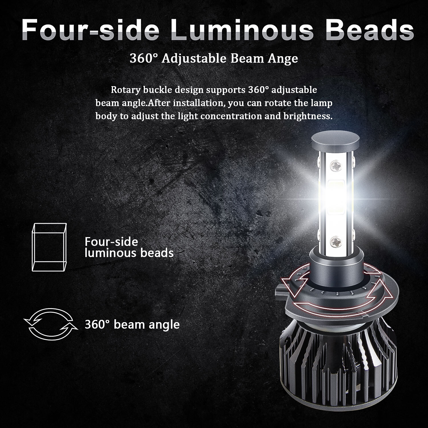 4side H7 Led Headlights Bulb For Honda Goldwing F6B GL1800B 2013-2016 Motorcycle