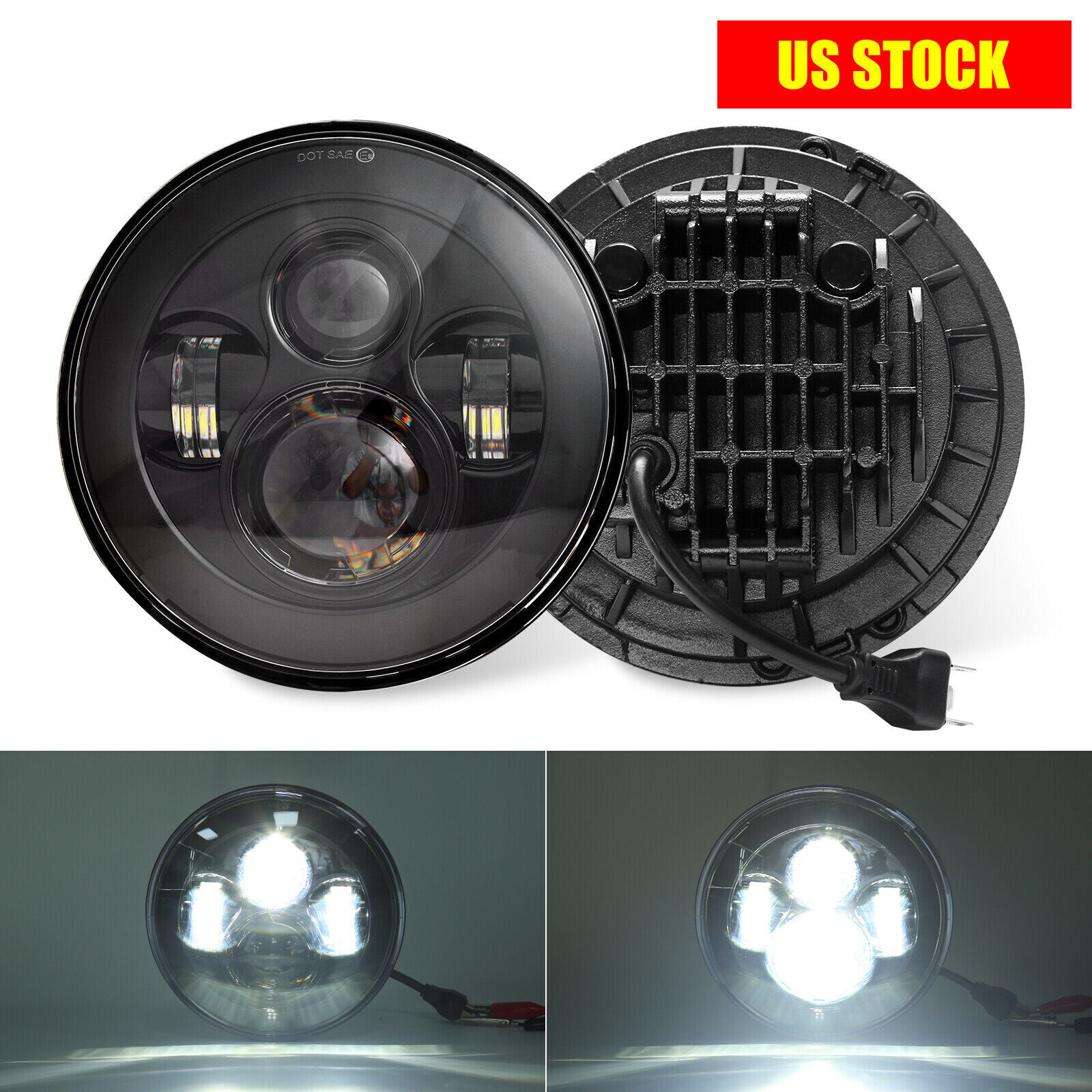 7″ LED Headlight Round Hi/Low Beam for Jeep Wrangler JK TJ LJ CJ for Chevy C10
