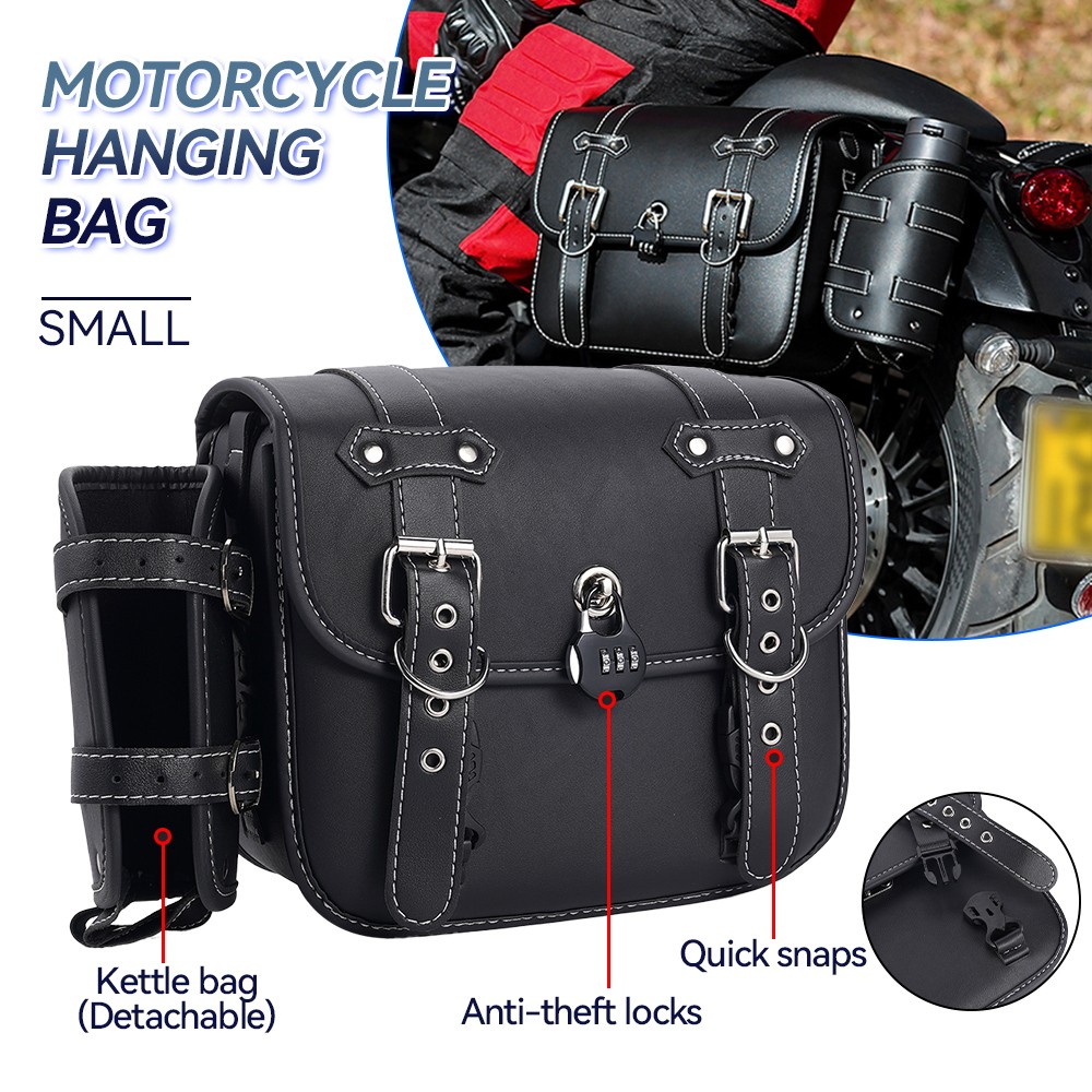 Motorcycle Saddlebags Leather Waterproof Universal Pair for Harley Honda Yamaha