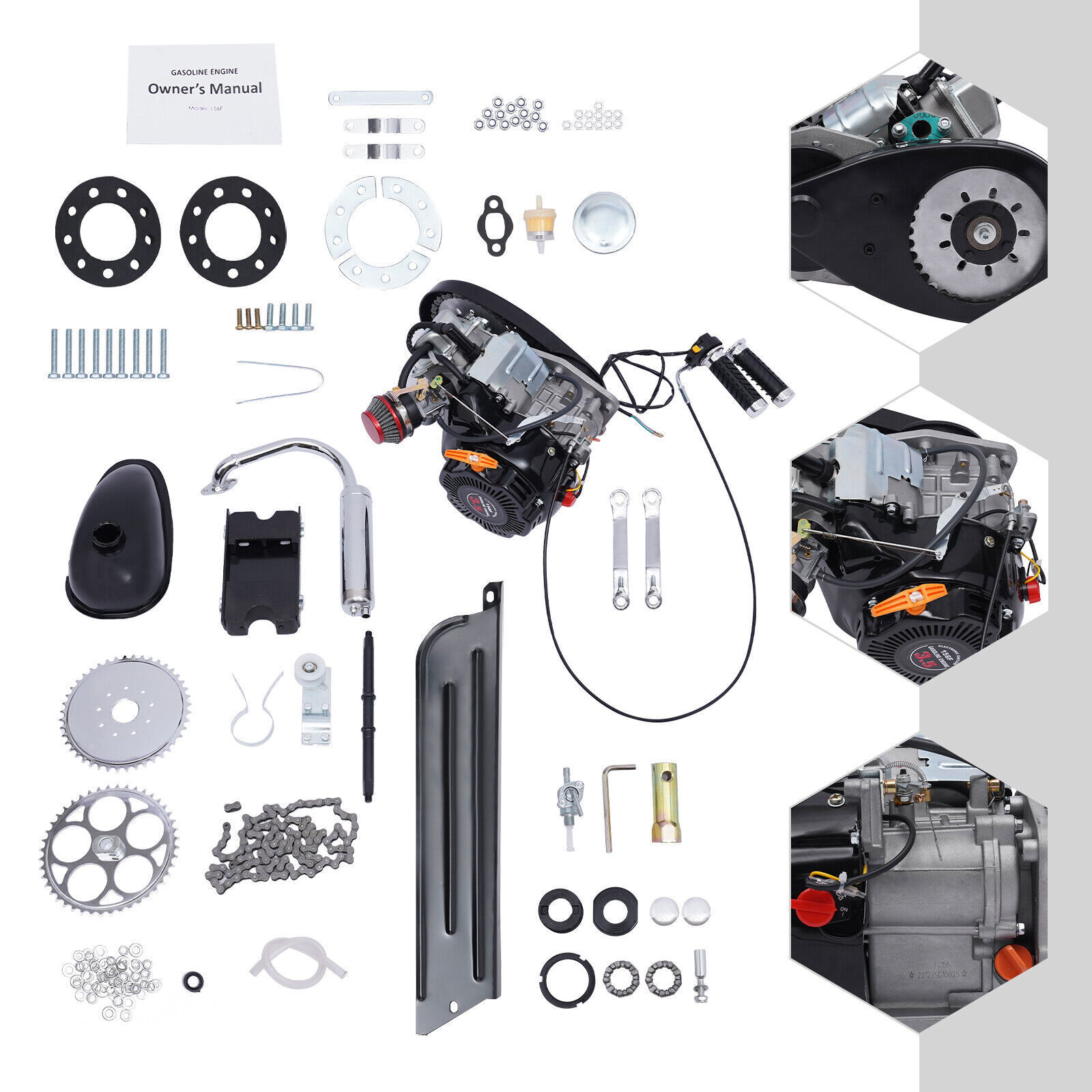 100cc 4 Stroke Bicycle Engine Kit Gas Motorized Motor Bike Modified DIY Engine