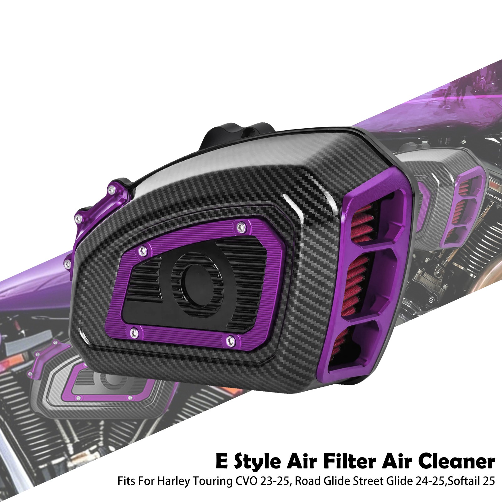 Air Filter Purple Air Cleaner For Harley Road Glide FLTRX ST FLTRXSTSE 2024-25