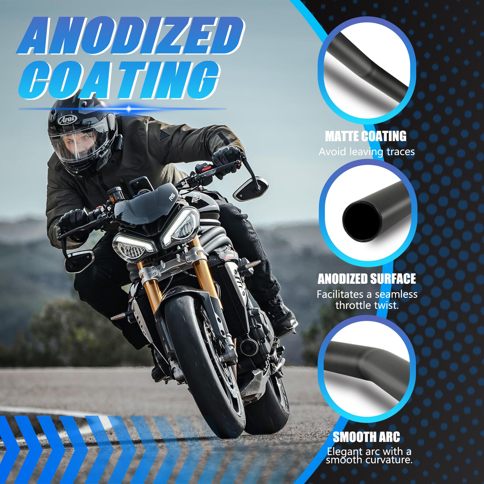 7/8″ 22mm Handlebar Drag Straight Bar Black Iron For Ducati Scrambler 1100 800