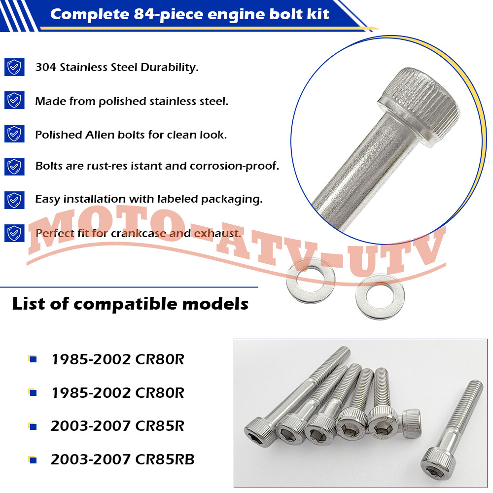 84pcs Clutch Spring & Engine Bolt Screw Kit Set for Honda CR85R CR85RB 2003-2007
