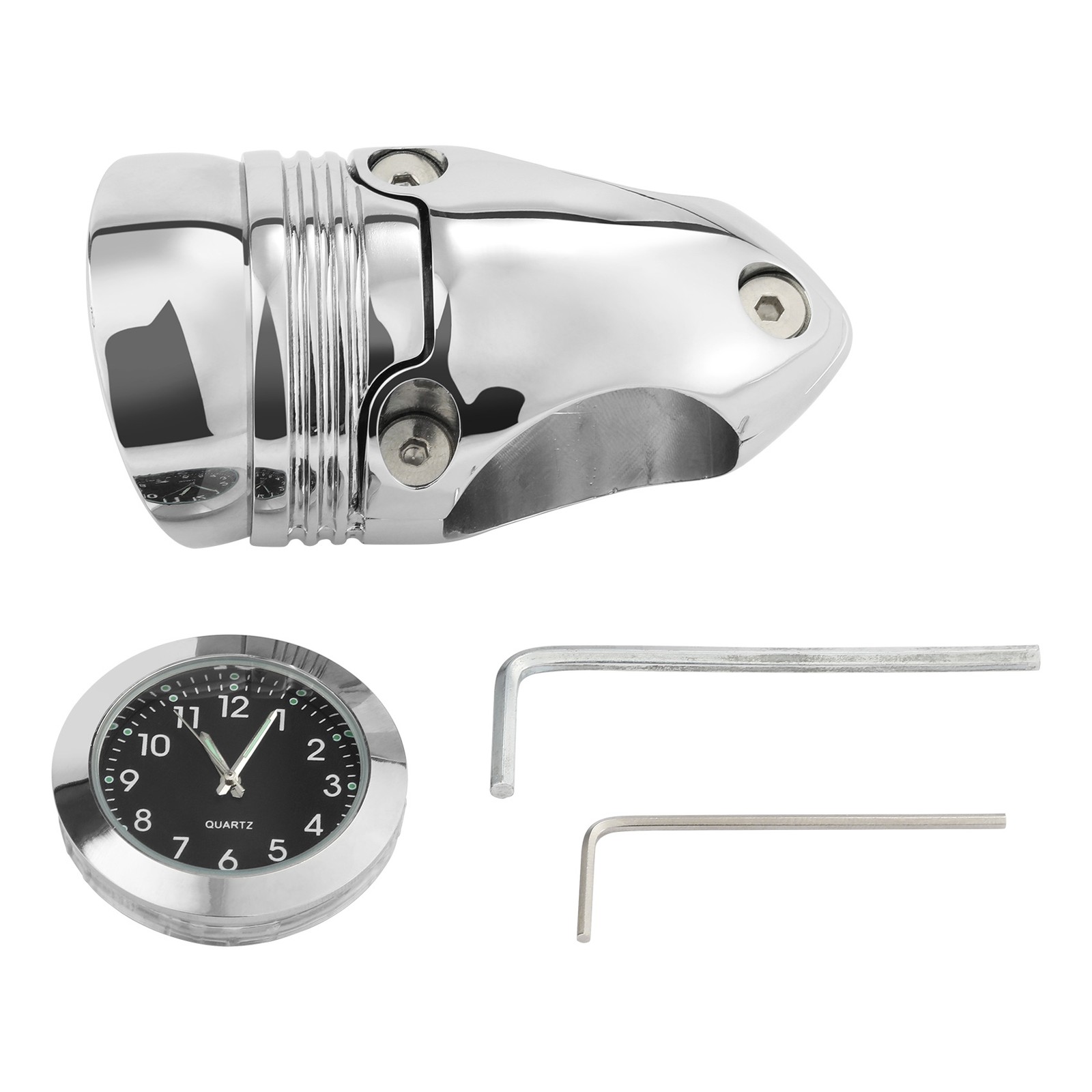 Handlebar Clock Chrome 1.25″ Mount Fit For Universal Motorcycle