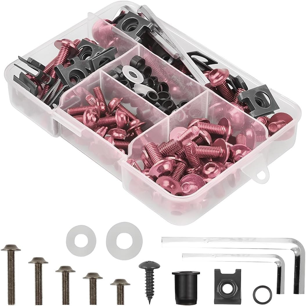 Pink Motorcycle Fairing Bolt Kit 177pcs Screws Washers Fasteners Assortment