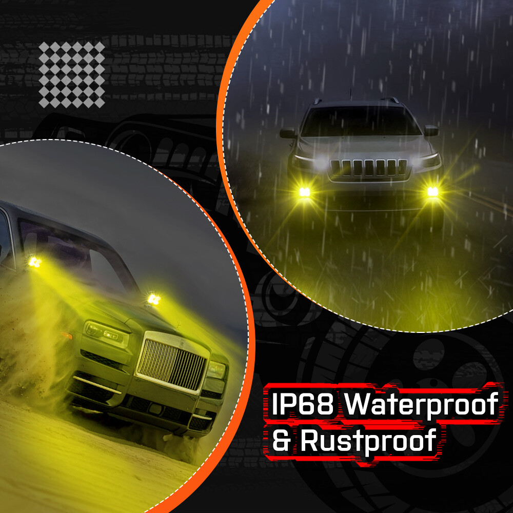 2x LED Motorcycle Spot Lights Auxiliary Headlight Driving Fog Lamp Amber 3″ 80W