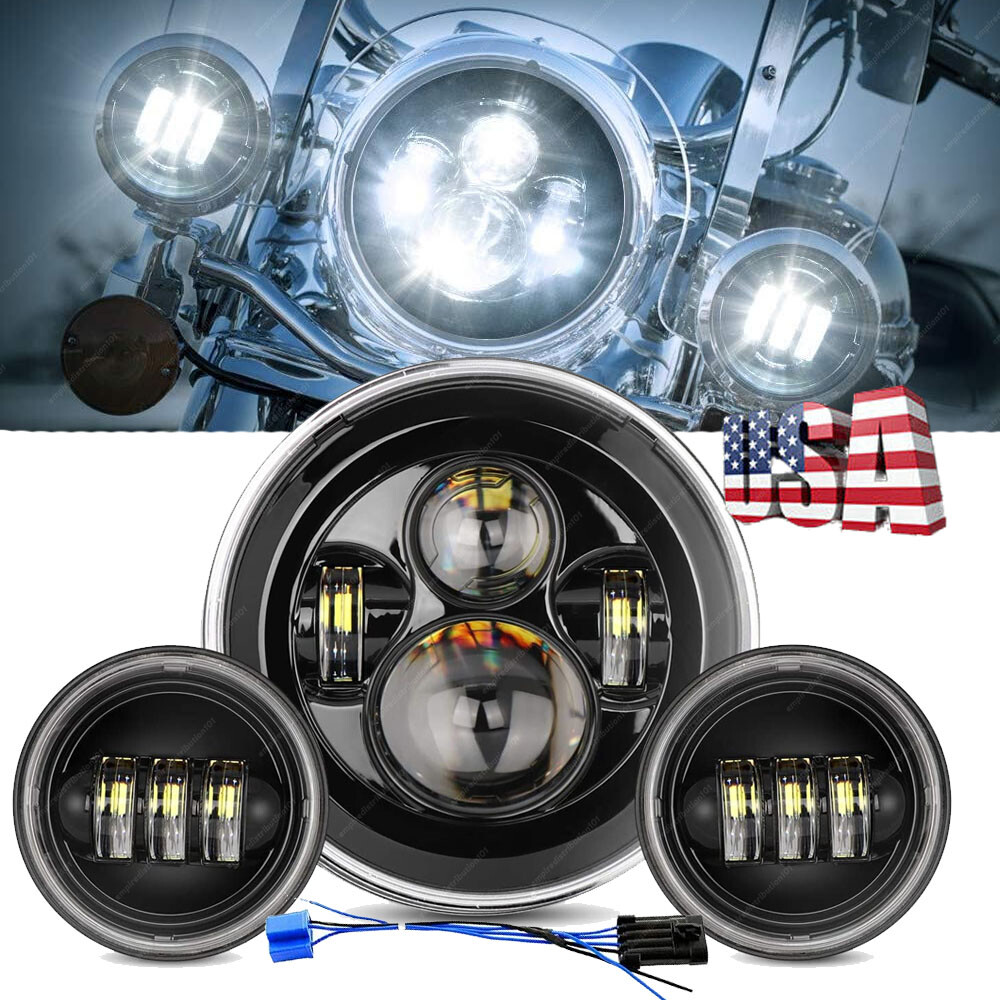 7″ LED Headlight & 4.5″ Passing Lights for Harley Davidson Electra Glide Classic