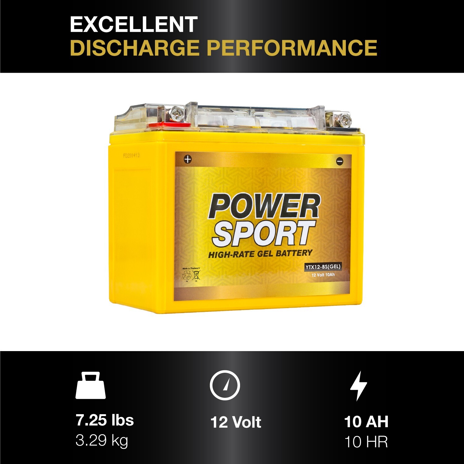 YTX12-BS High Performance Gel Rechargeable Power Sports ATV Battery