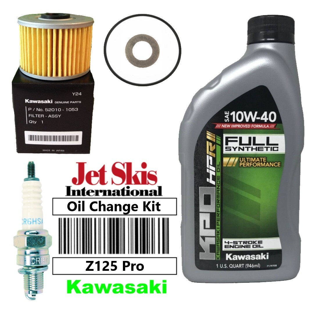 OEM Kawasaki Z125 Z 125 Pro Synthetic Oil Change Kit Oil Filter NGK Spark Plug