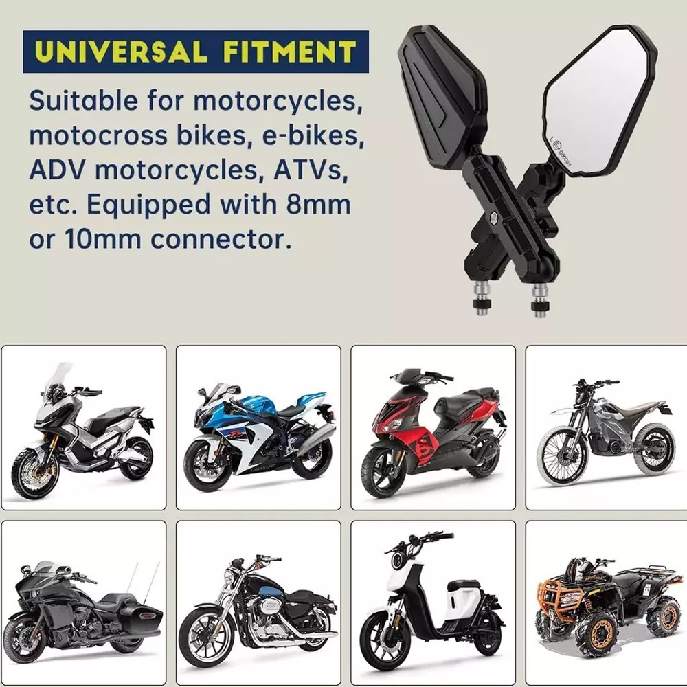 For Dirt Bike Dual Sport Pair Adventure Motorcycle Mirrors 7/8″ Hanlerbar Mount
