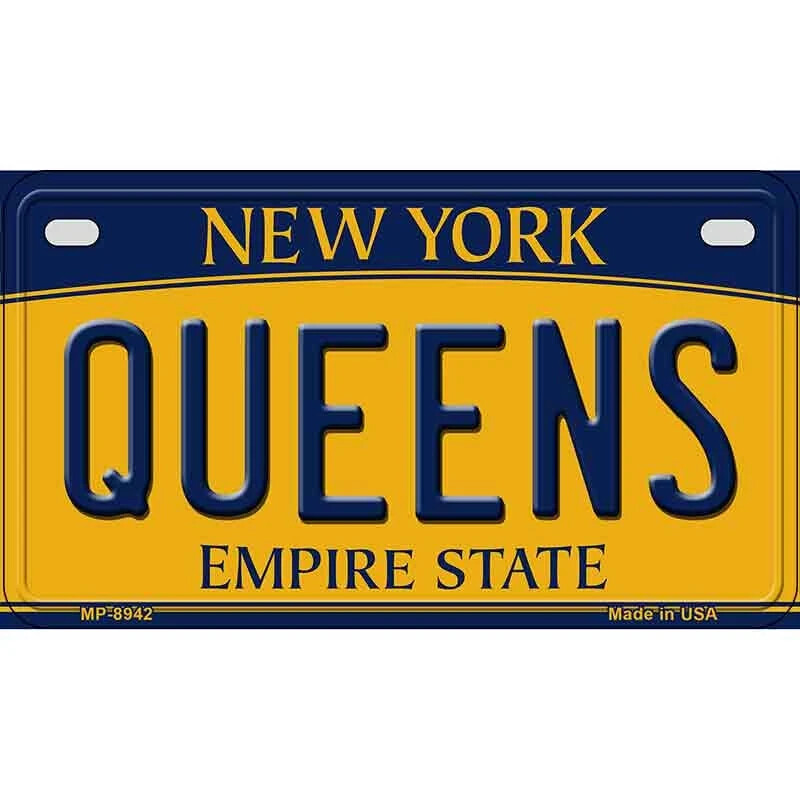 Queens New York Novelty Metal Motorcycle Plate