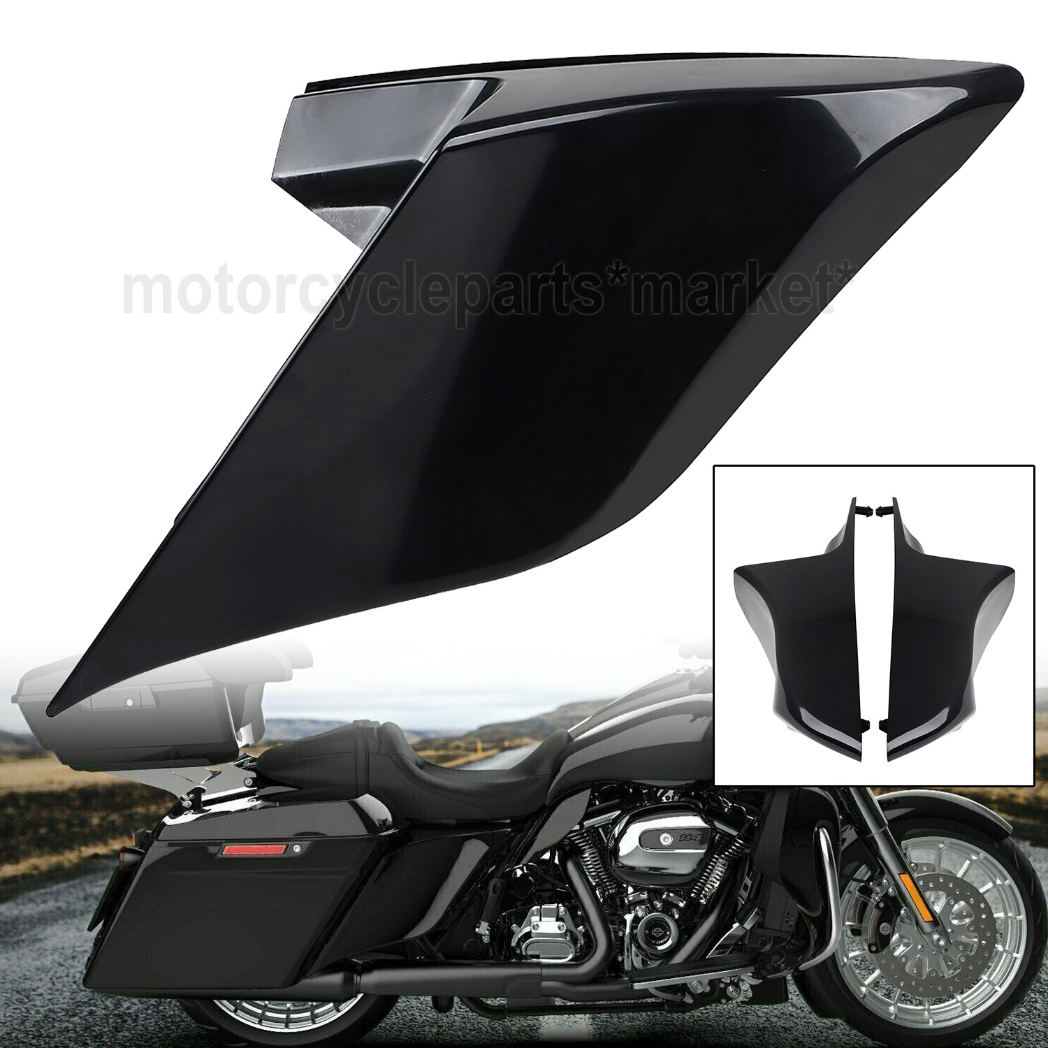 Unpainted Stretched Side Cover Panel For Harley Factory Bags Road Street Glide